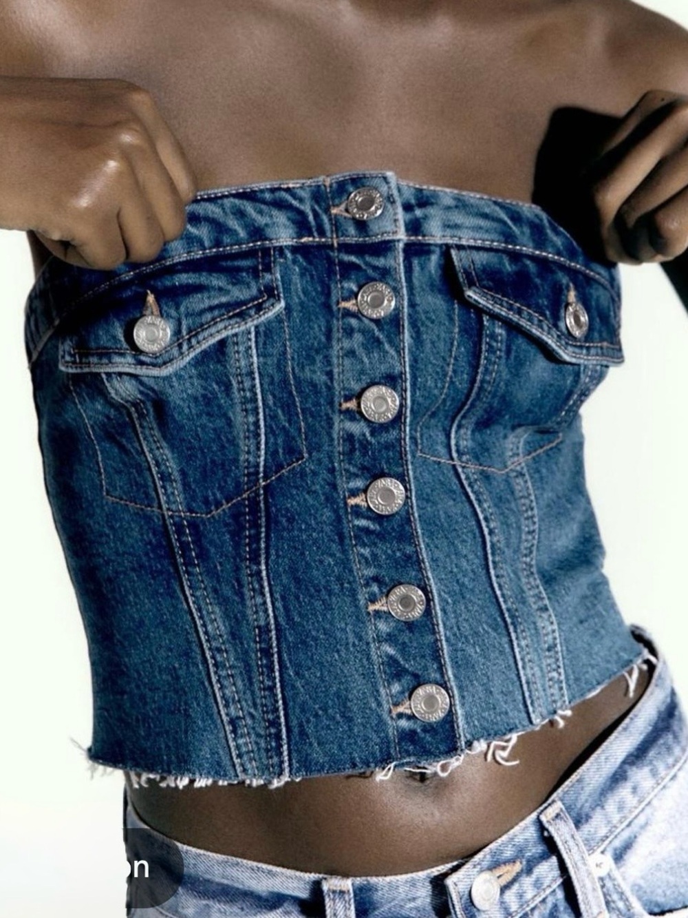 Zara Denim Corset Top Women’s Medium